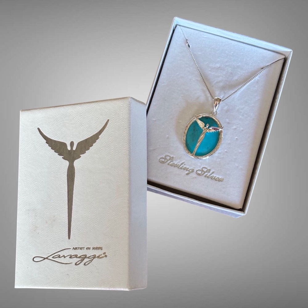 🌸Lavaggi Sterling & Turquoise Angel Necklace